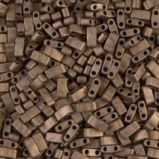 Miyuki half tila 5x2.4mm beads - Matted metallic dark bronze HTL-2006